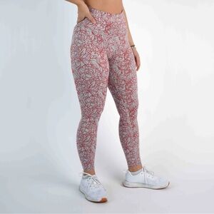 FLEO Super High Legging - Higher Rise - Heather Cayenne Flower Sz L